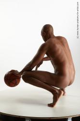 Nude Man Black Slim Bald Standard Photoshoot Realistic